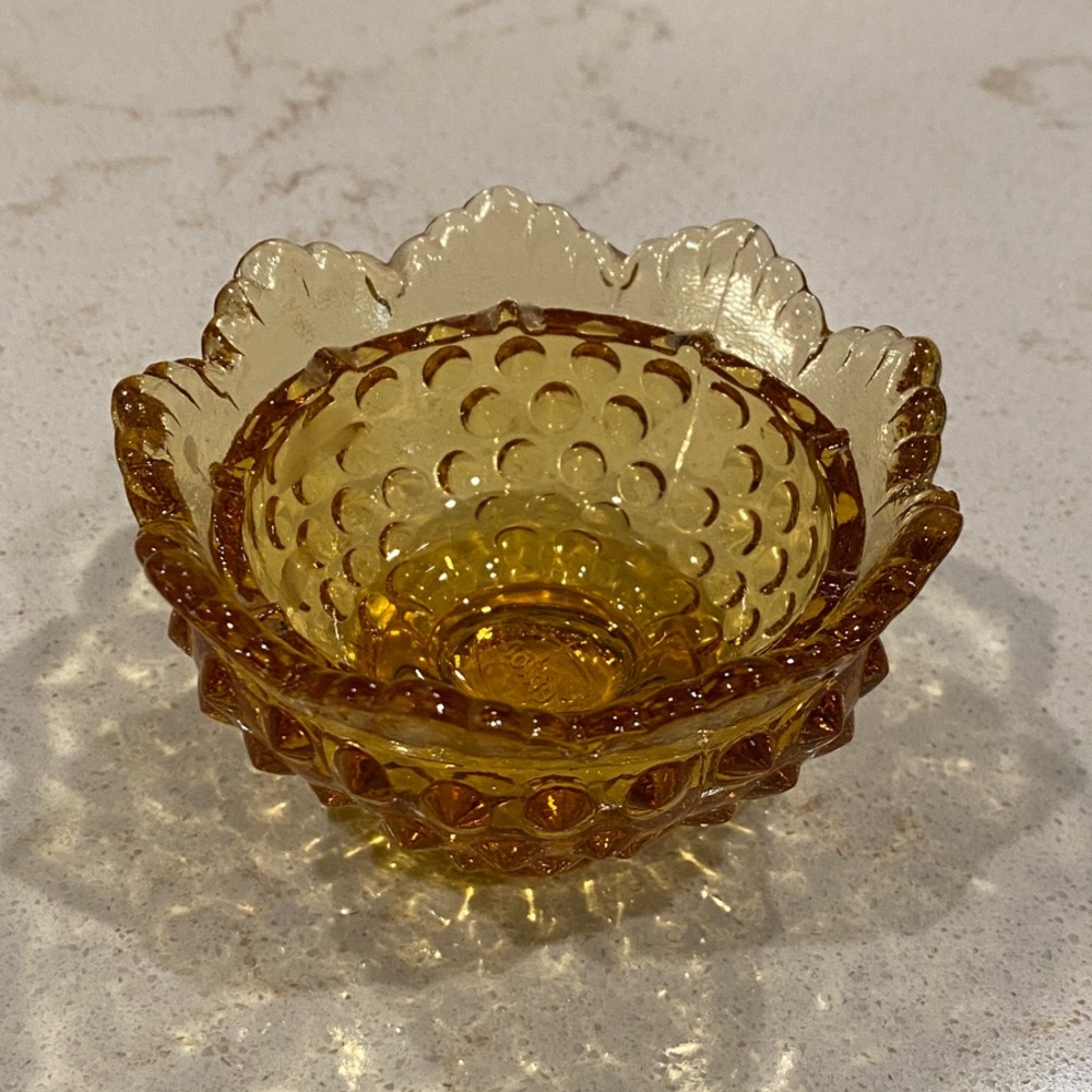 Fenton Honeycomb Amber Glass Art